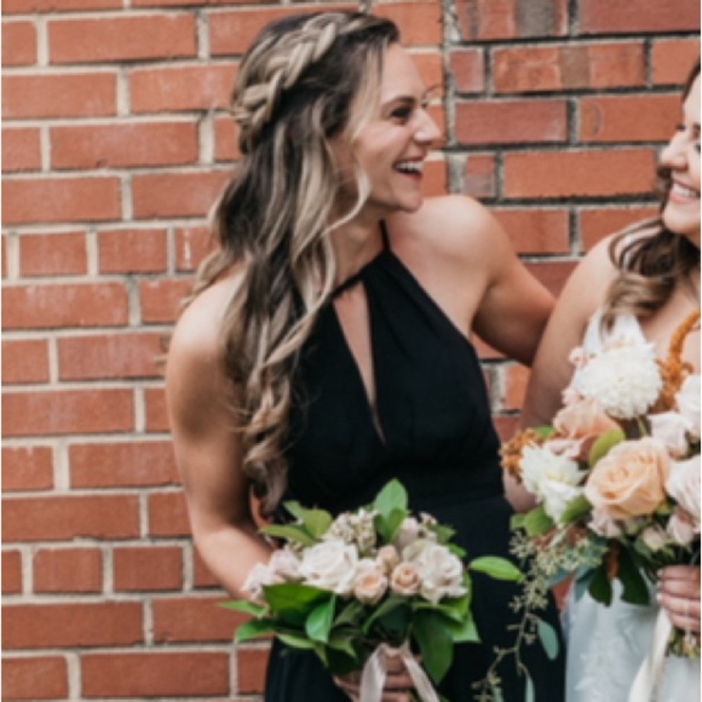 Azazie Kaitlynn Black Halter Chiffon Gown - Size A4